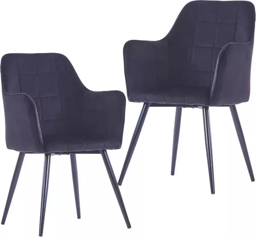 Medina Eetkamerstoelen 2 st fluweel zwart