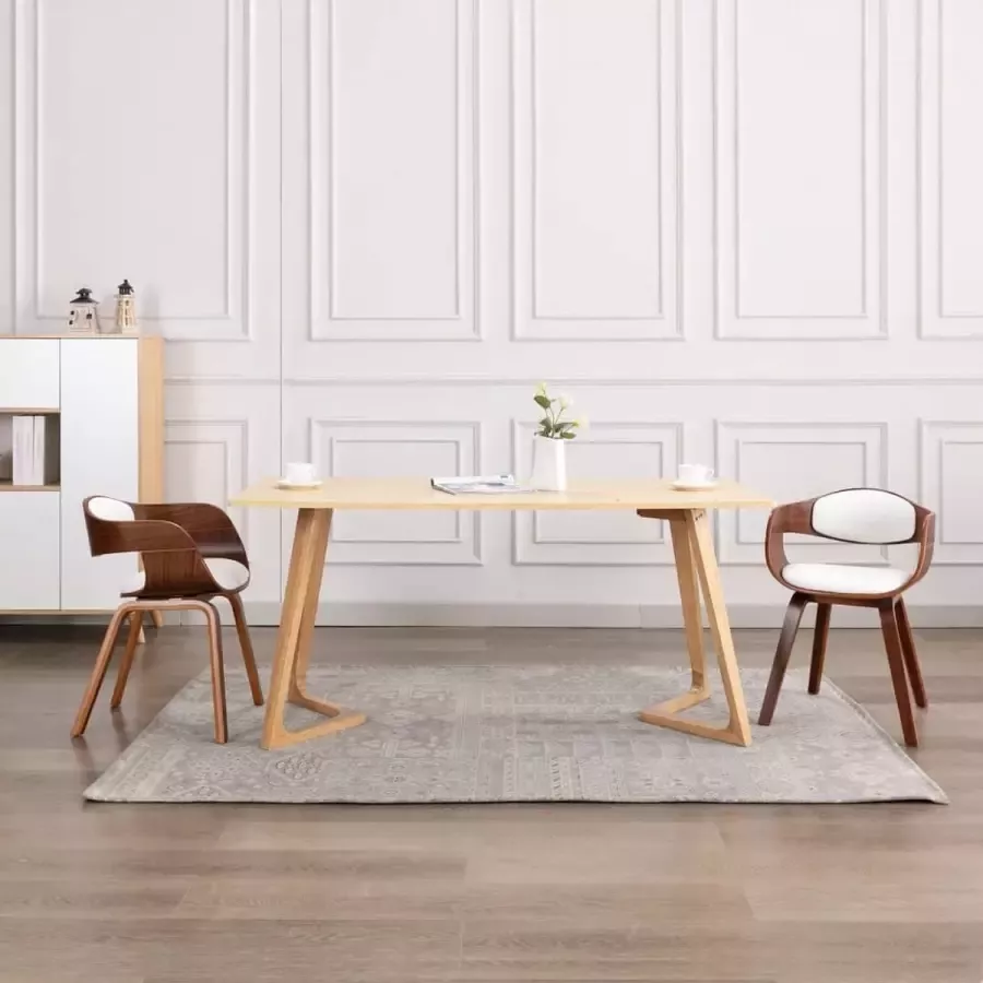 Medina Eetkamerstoelen 2 st gebogen hout en kunstleer
