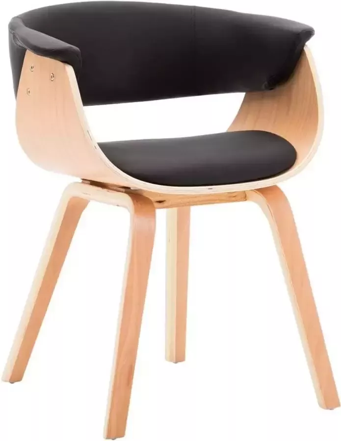 Medina Eetkamerstoelen 2 st gebogen hout en kunstleer zwart