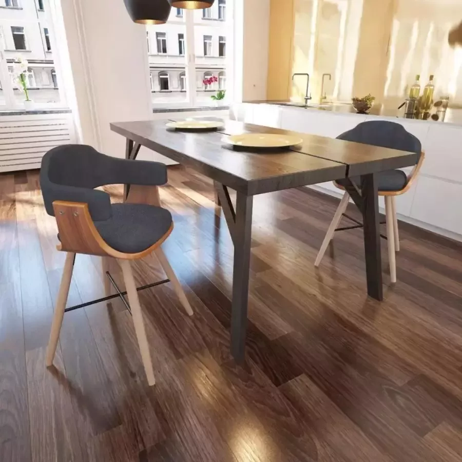 Medina Eetkamerstoelen 2 st gebogen hout en stof donkergrijs