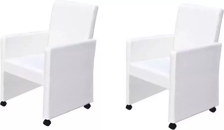 Medina Eetkamerstoelen 2 st kunstleer wit