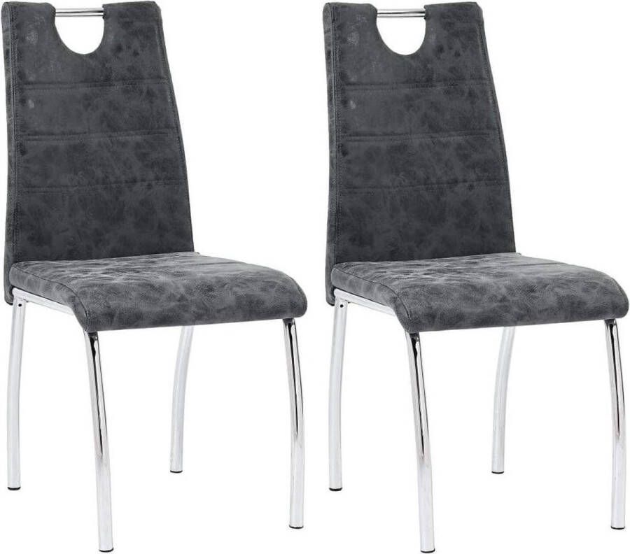 medina Eetkamerstoelen 2 st kunstleer zwart