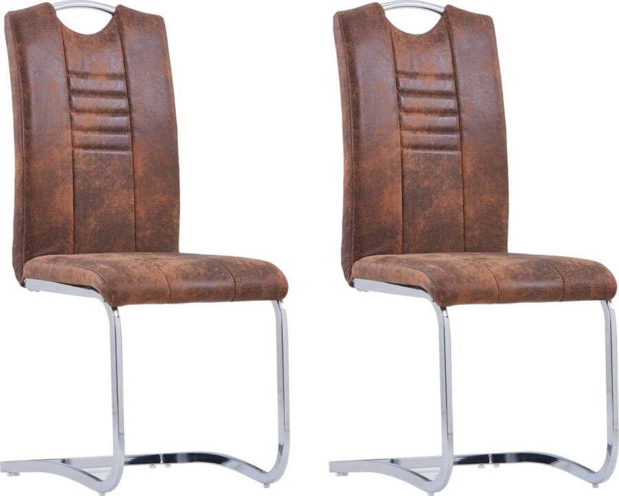 Medina Eetkamerstoelen 2 st kunstsuède bruin