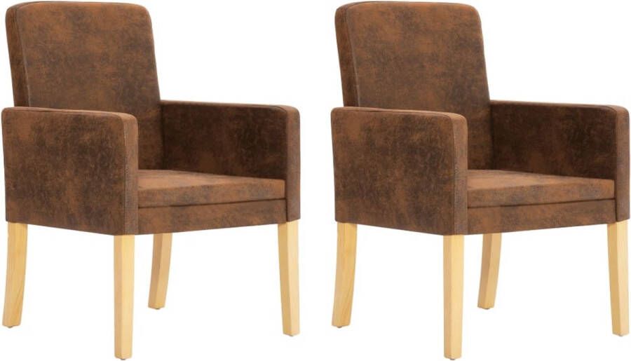 medina Eetkamerstoelen 2 st kunstsuède bruin