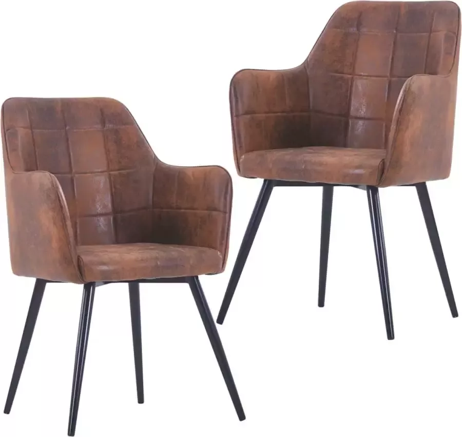 Medina Eetkamerstoelen 2 st kunstsuède bruin