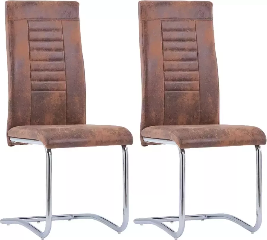 Medina Eetkamerstoelen 2 st kunstsuède bruin