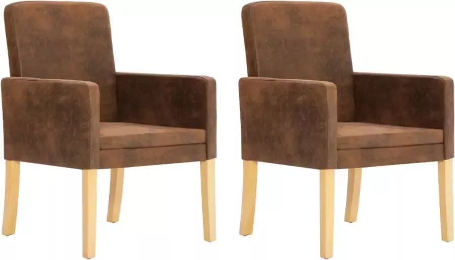 Medina Eetkamerstoelen 2 st kunstsuède bruin