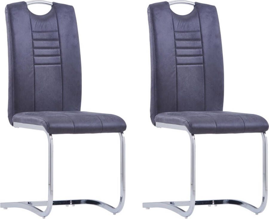 Medina Eetkamerstoelen 2 st kunstsuède grijs