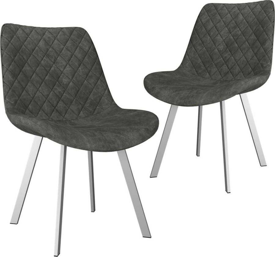medina Eetkamerstoelen 2 st kunstsuède grijs