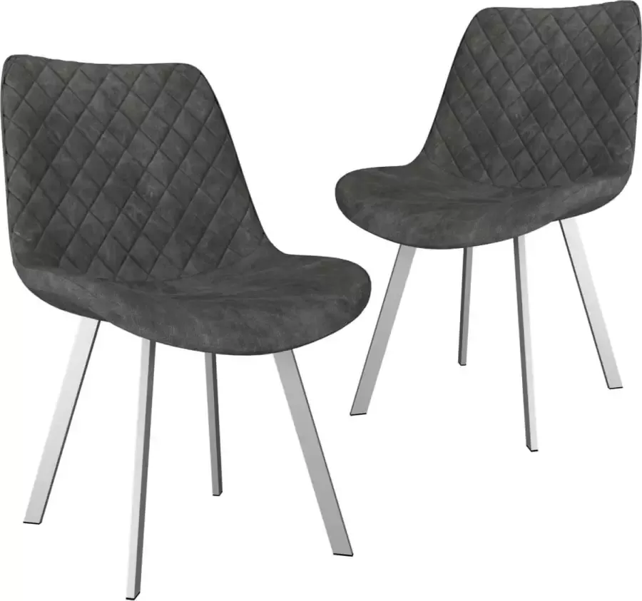 Medina Eetkamerstoelen 2 st kunstsuède grijs