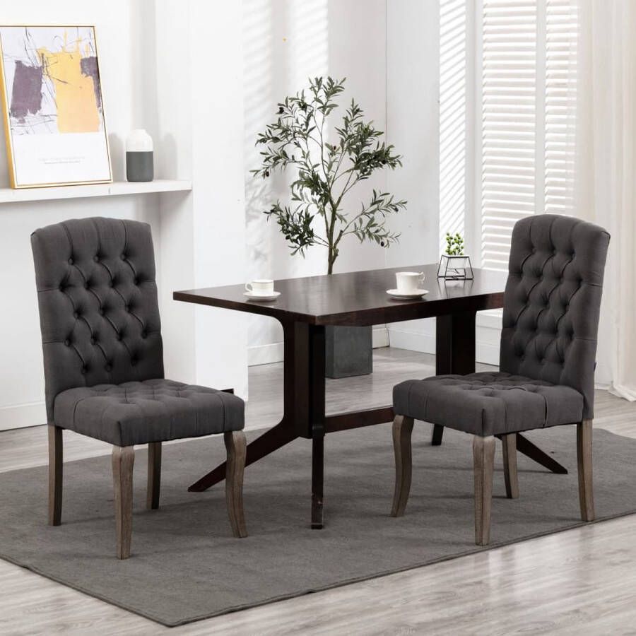 Medina Eetkamerstoelen 2 st linnen-look stof grijs