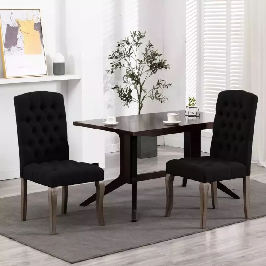 Medina Eetkamerstoelen 2 st linnen-look stof zwart