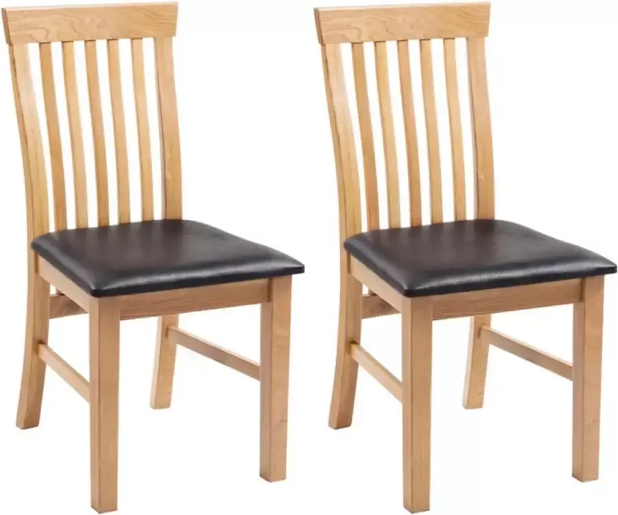 Medina Eetkamerstoelen 2 st massief eikenhout en kunstleer