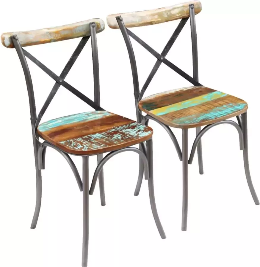 Medina Eetkamerstoelen 2 st massief gerecycled hout