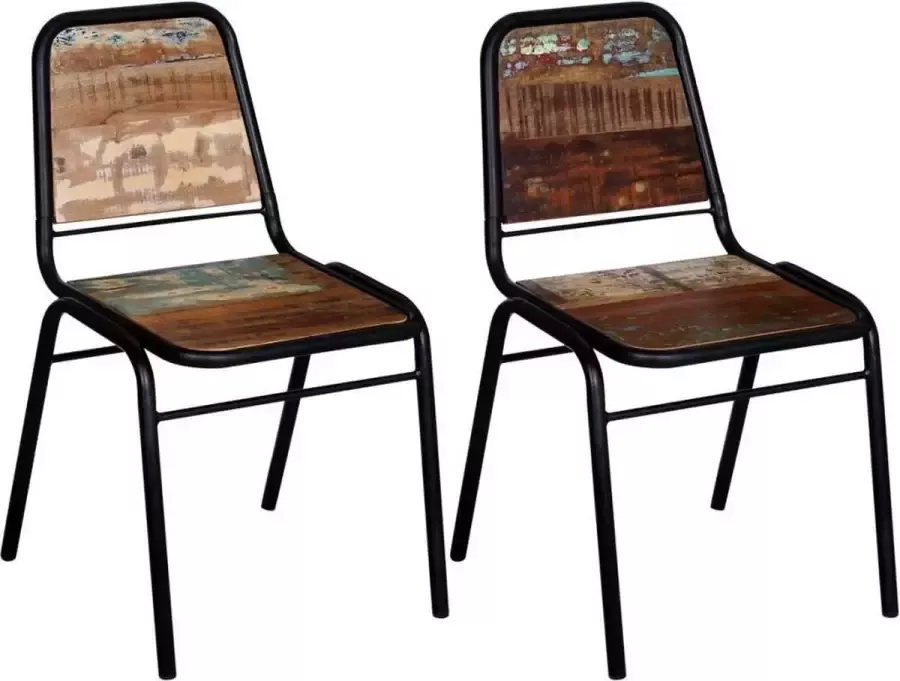 Medina Eetkamerstoelen 2 st massief gerecycled hout