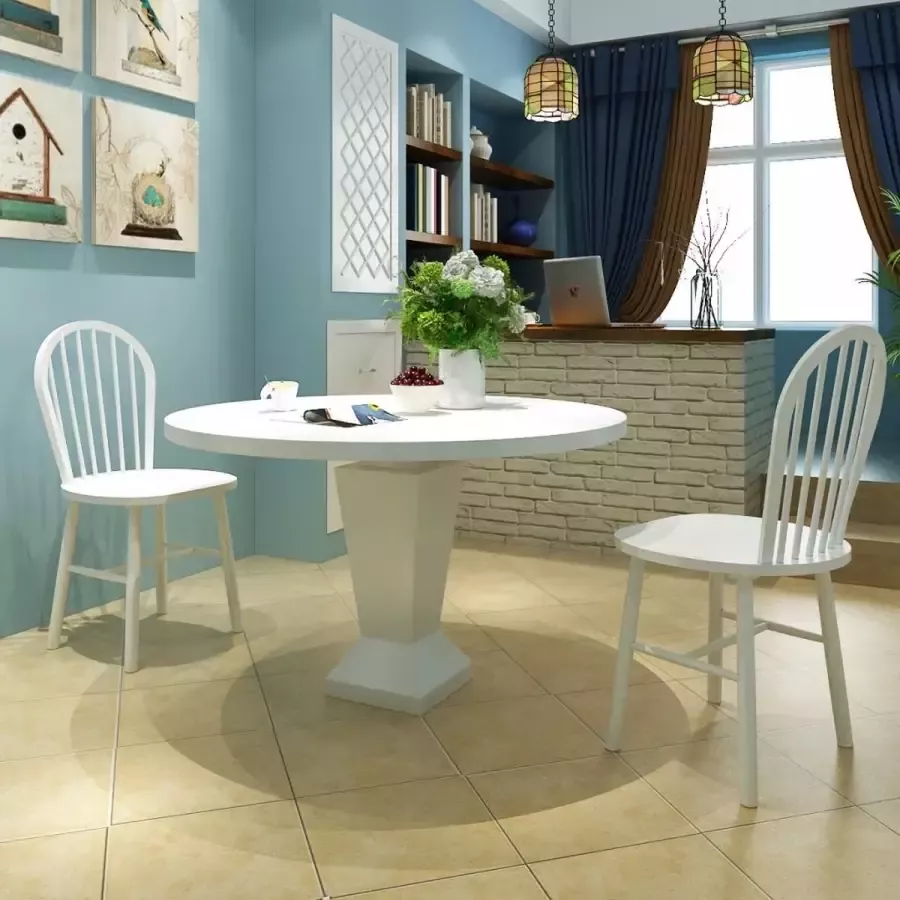 Medina Eetkamerstoelen 2 st massief rubberwood wit