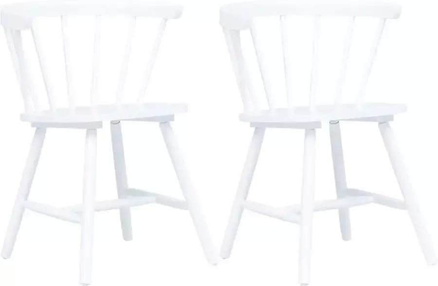 Medina Eetkamerstoelen 2 st massief rubberwood wit