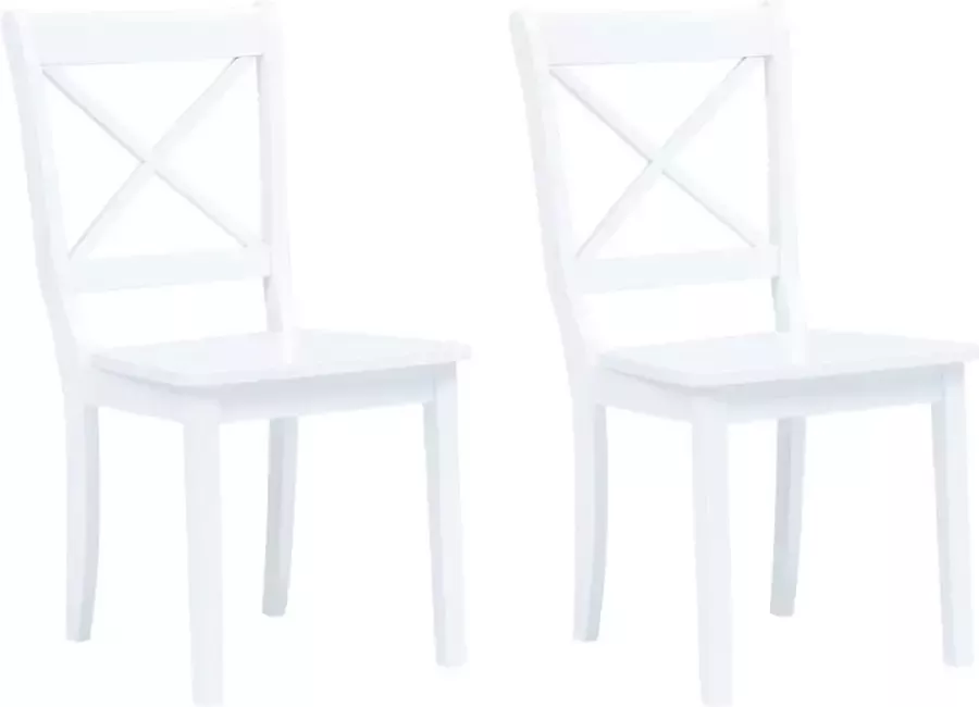 Medina Eetkamerstoelen 2 st massief rubberwood wit
