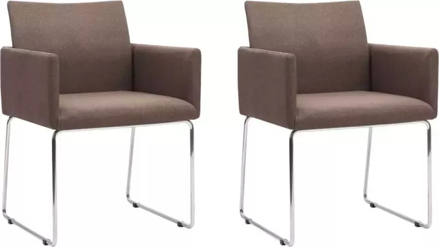 Medina Eetkamerstoelen 2 st stof bruin
