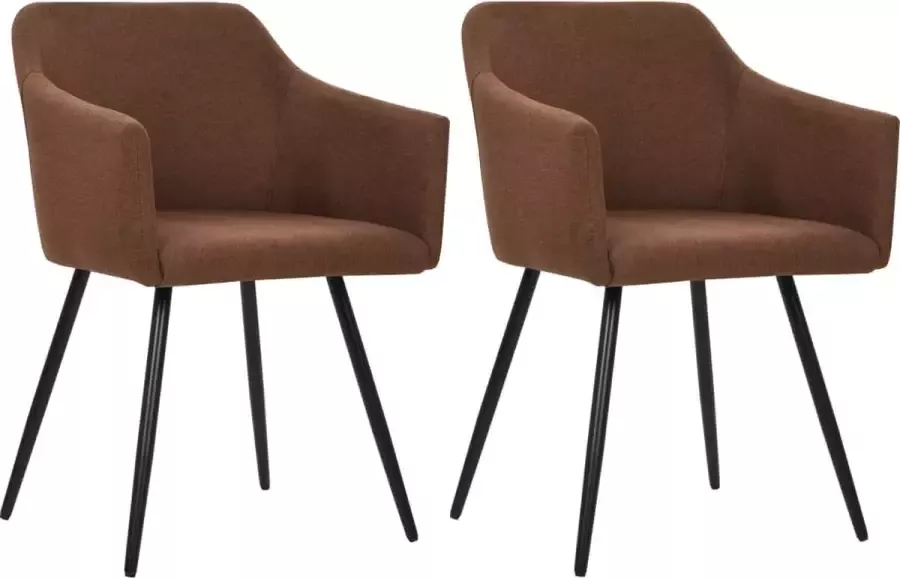 Medina Eetkamerstoelen 2 st stof bruin