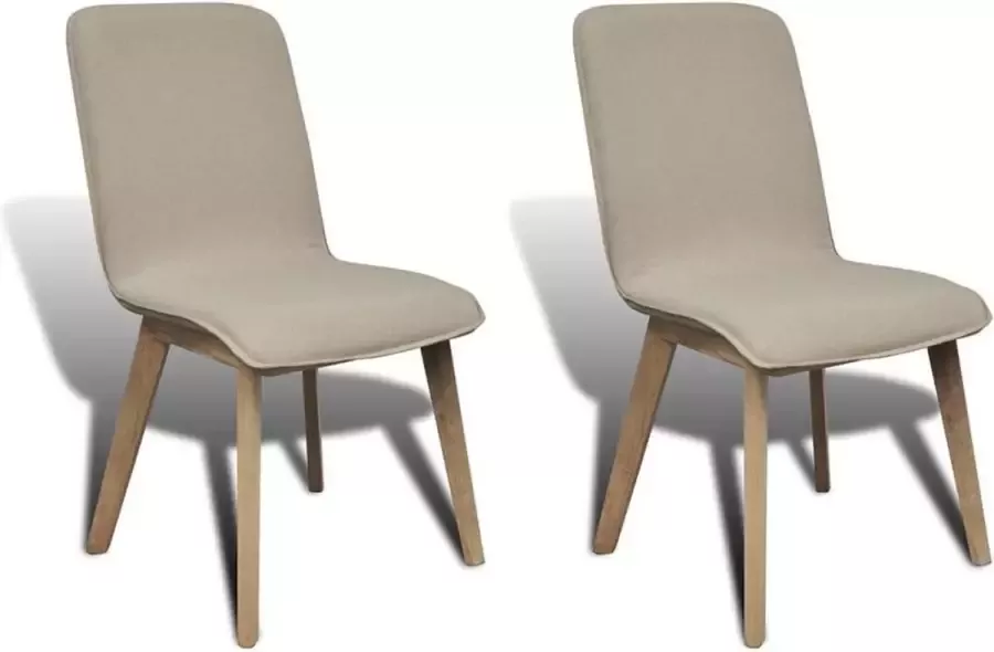 Medina Eetkamerstoelen 2 st stof en massief eikenhout beige