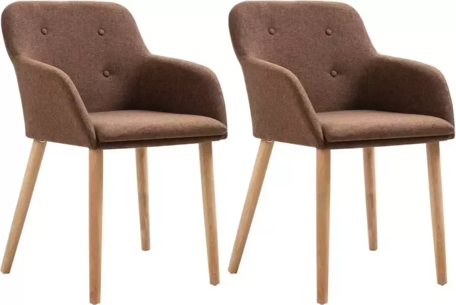 Medina Eetkamerstoelen 2 st stof en massief eikenhout bruin