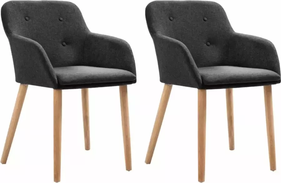 Medina Eetkamerstoelen 2 st stof en massief eikenhout donkergrijs
