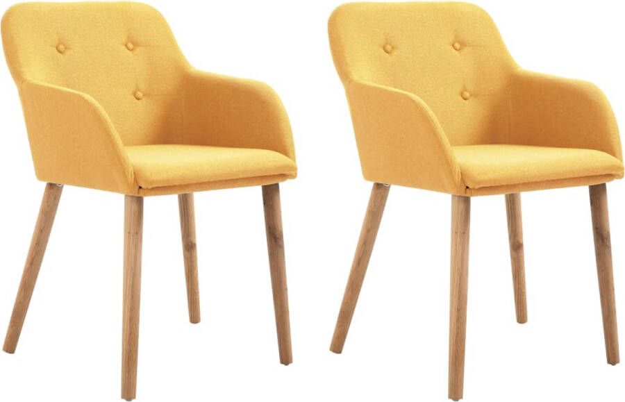 medina Eetkamerstoelen 2 st stof en massief eikenhout geel