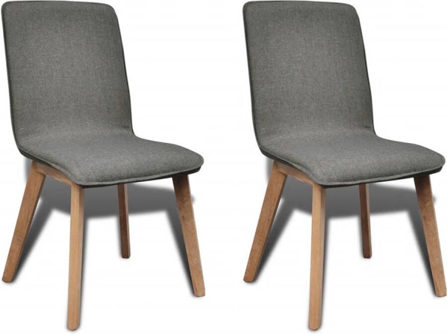 medina Eetkamerstoelen 2 st stof en massief eikenhout lichtgrijs