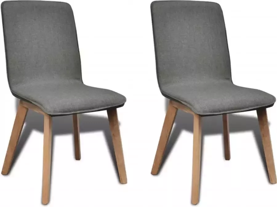 Medina Eetkamerstoelen 2 st stof en massief eikenhout lichtgrijs