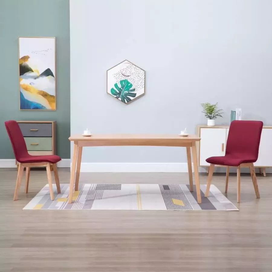 Medina Eetkamerstoelen 2 st stof en massief eikenhout rood