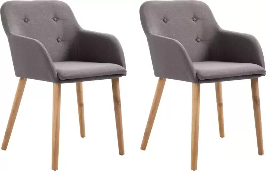 Medina Eetkamerstoelen 2 st stof en massief eikenhout taupe