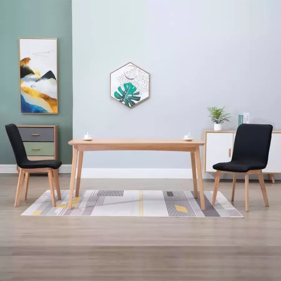 Medina Eetkamerstoelen 2 st stof en massief eikenhout zwart