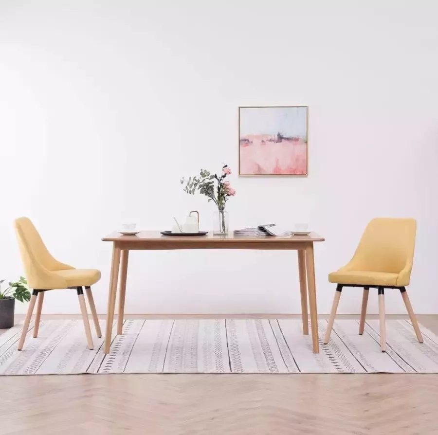 Medina Eetkamerstoelen 2 st stof geel