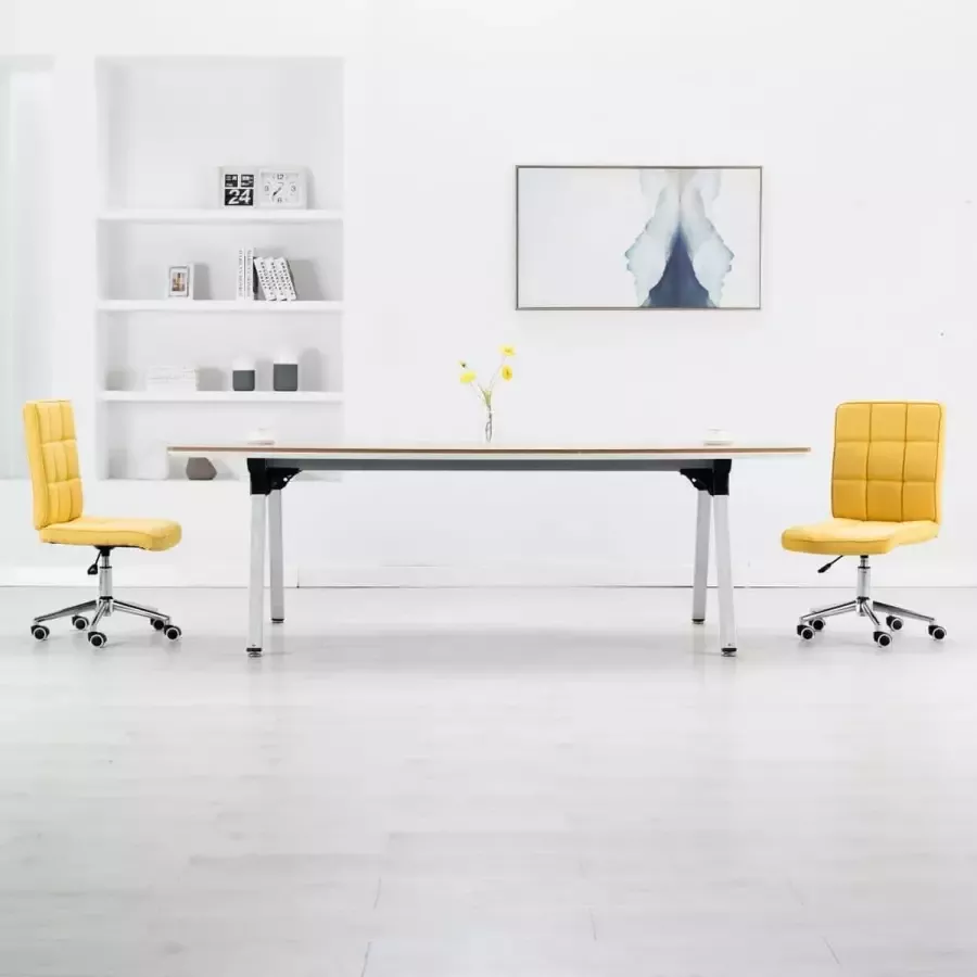 Medina Eetkamerstoelen 2 st stof geel