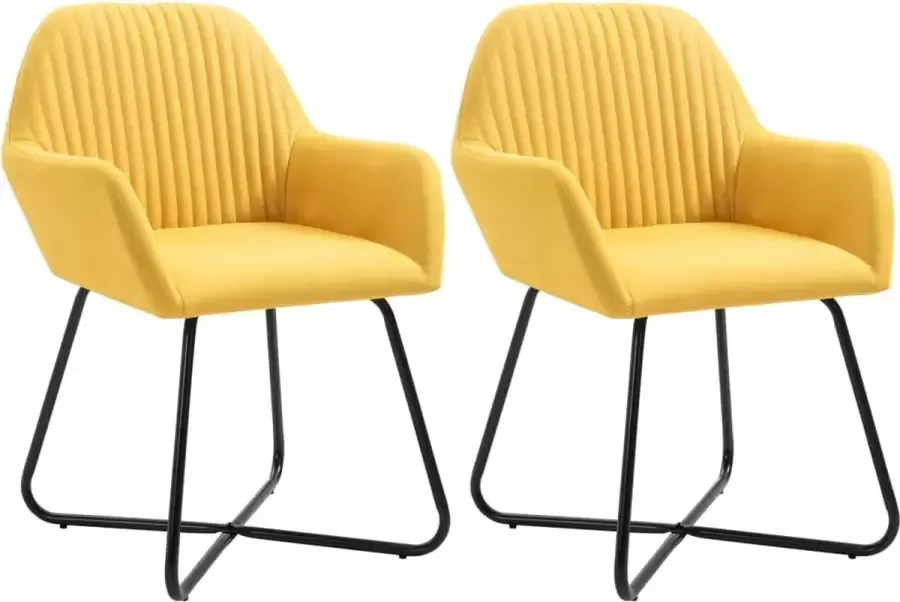 Medina Eetkamerstoelen 2 st stof geel