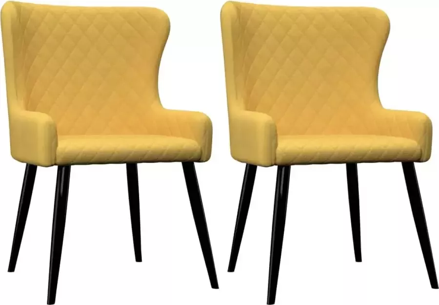 Medina Eetkamerstoelen 2 st stof geel