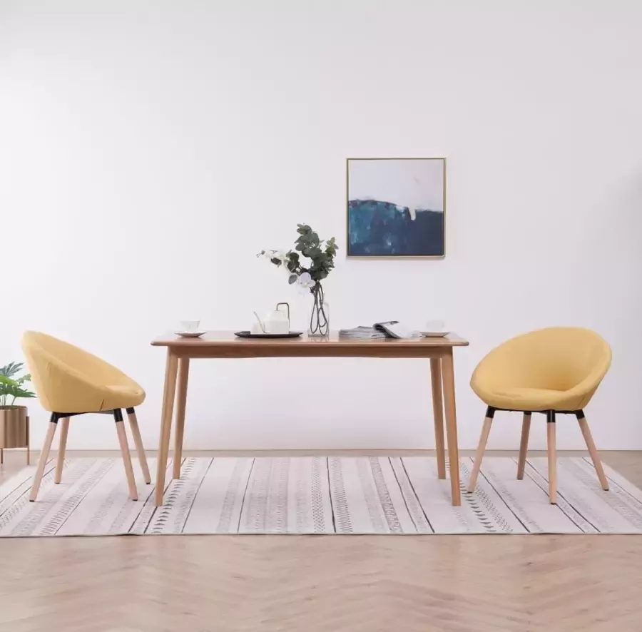 Medina Eetkamerstoelen 2 st stof geel