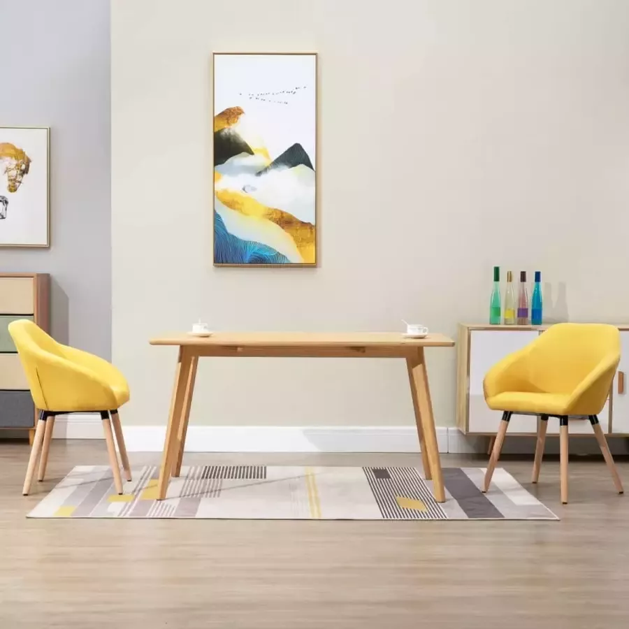 Medina Eetkamerstoelen 2 st stof geel
