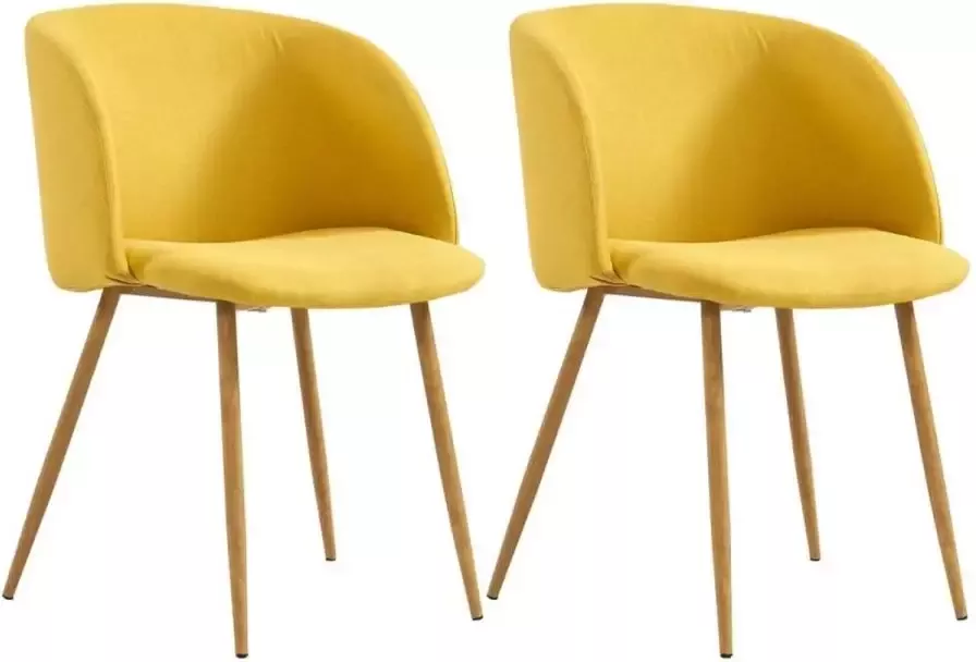 Medina Eetkamerstoelen 2 st stof geel