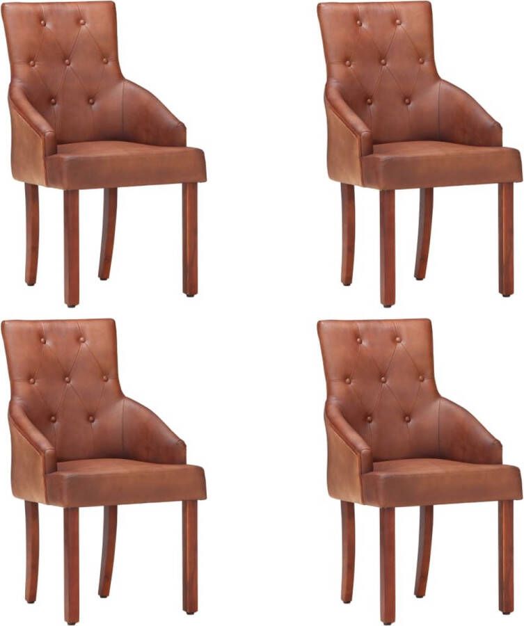 medina Eetkamerstoelen 4 st echt geitenleer bruin