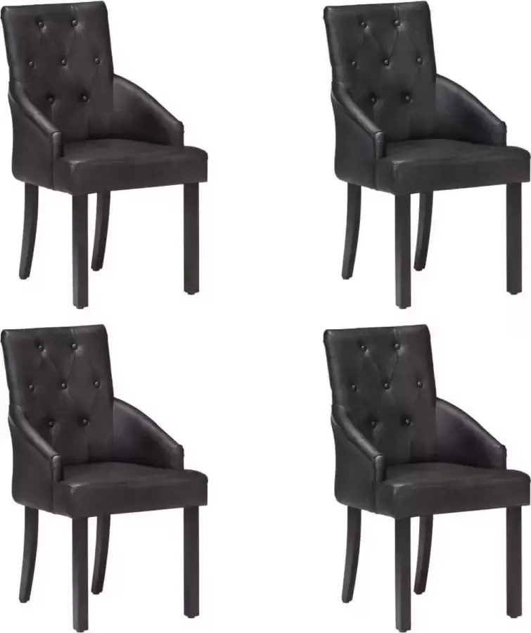 Medina Eetkamerstoelen 4 st echt geitenleer zwart