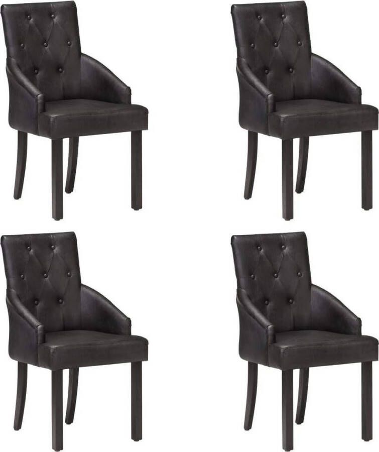 medina Eetkamerstoelen 4 st echt geitenleer zwart