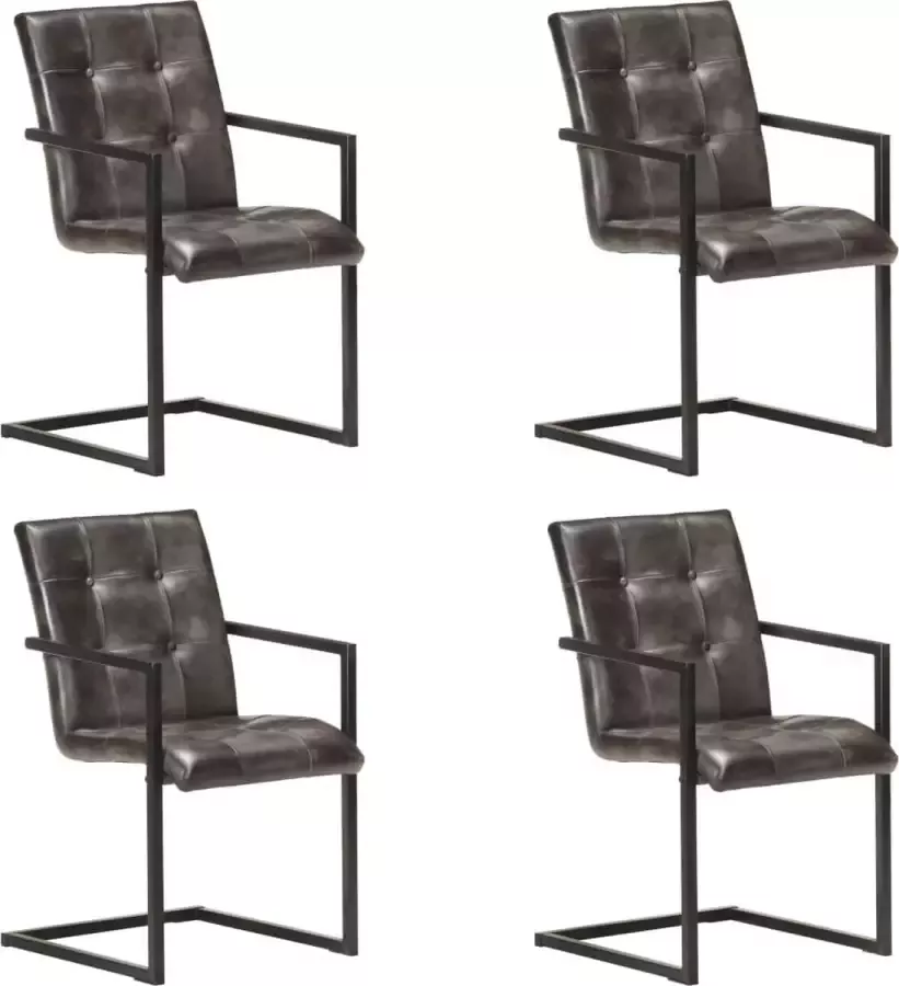 Medina Eetkamerstoelen 4 st echt leer verweerd grijs
