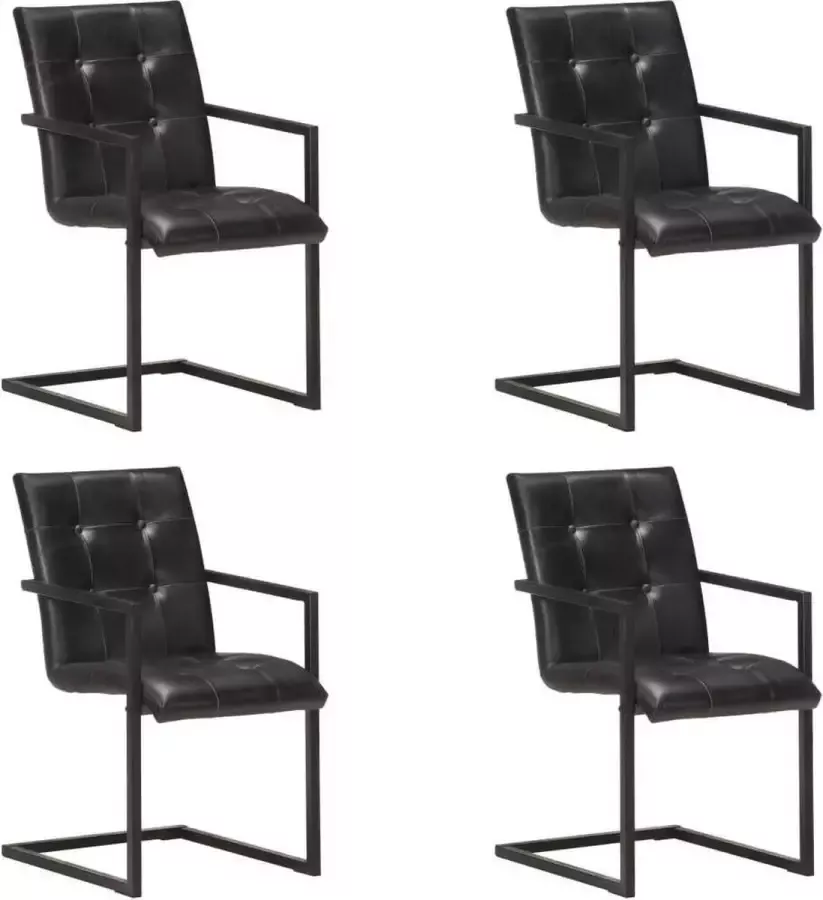 Medina Eetkamerstoelen 4 st echt leer zwart
