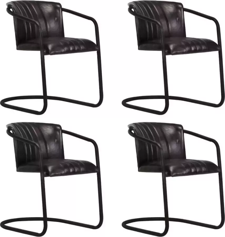 Medina Eetkamerstoelen 4 st echt leer zwart