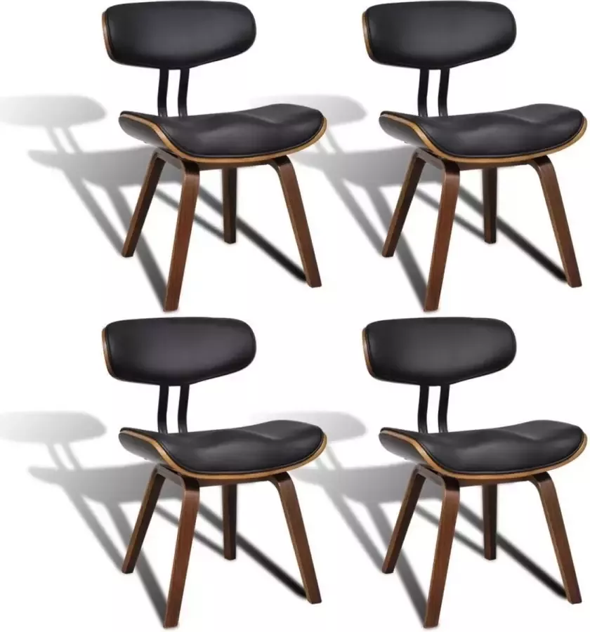 Medina Eetkamerstoelen 4 st gebogen hout en kunstleer