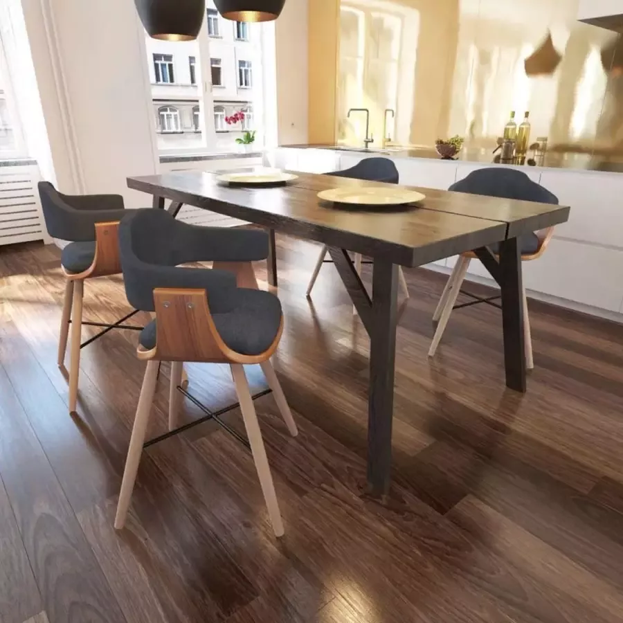 Medina Eetkamerstoelen 4 st gebogen hout en stof donkergrijs