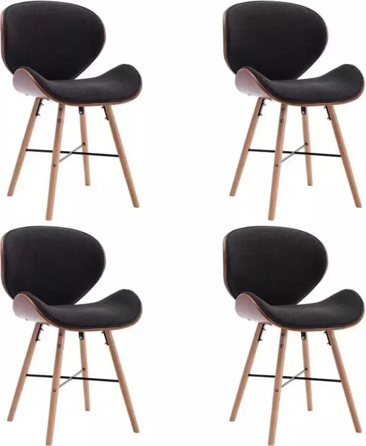 Medina Eetkamerstoelen 4 st stof en gebogen hout donkergrijs