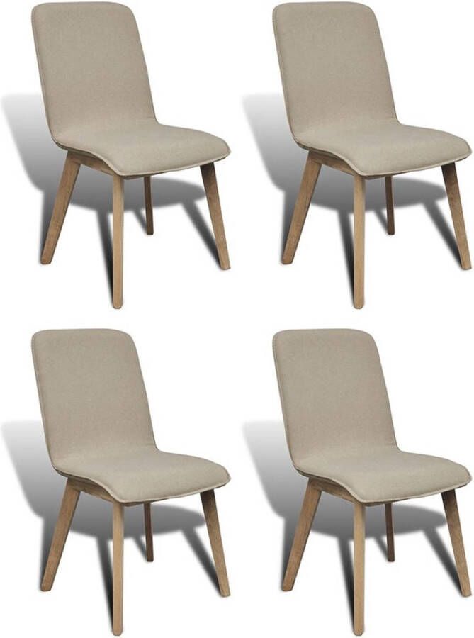medina Eetkamerstoelen 4 st stof en massief eikenhout beige
